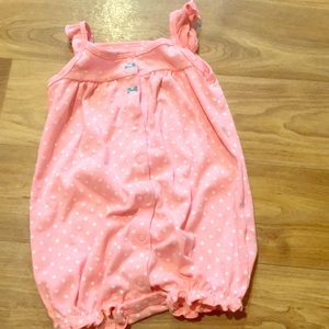 18 month bright pink polka dot shorts romper.